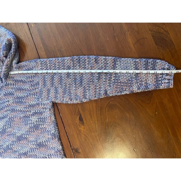 Handmade Knit Sweater Hooded Granite Stitch Purple and Pink Estimated Size L - Picture 4 of 8